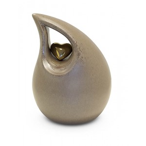 Medium Ceramic Urn (Neutral with Gold Heart Motif)